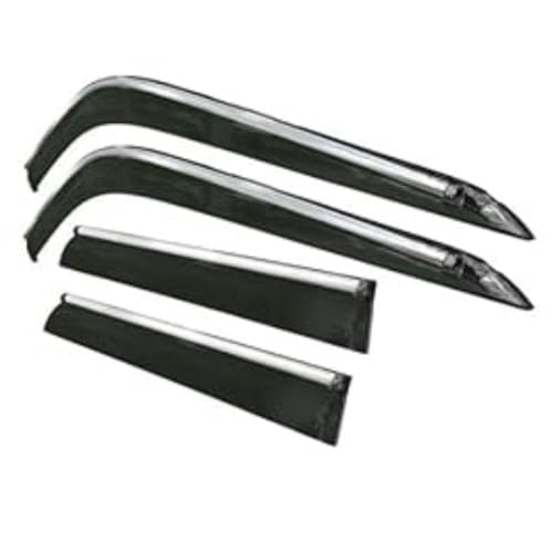 Image of CAR SAAZ Side Door Visors for Fortuner (2009-2016)(Set of 4Pcs)|Smoke Finish Chrome Lined Rain Guards, Polycarbonate