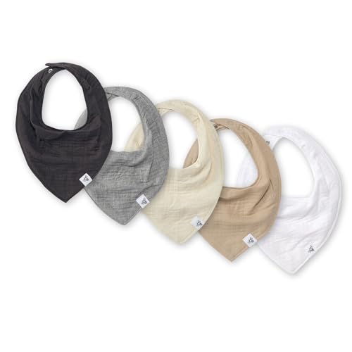 Image of Burt's Bees Baby 5-Pack Bandana Bib Set with Snap Closure