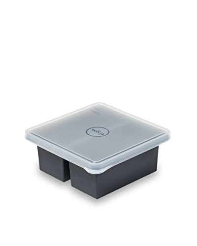 W&P Cup Cubes Silicone Freezer Tray with Lid, Charcoal, Makes 2 Perfect 2-Cup Portions, Freeze & Store Soup, Broth, Sauce, Leftovers, Dishwasher Safe
