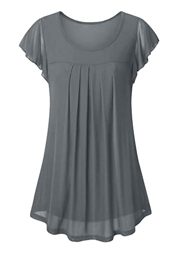 shownicer Damen Chiffonbluse Tunika T-Shirt Top Bluse Kurzarm Rundkragen...