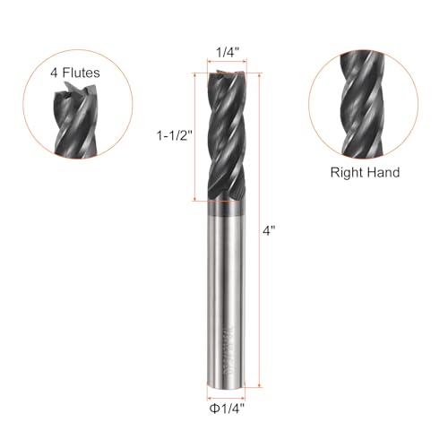 Image of HARFINGTON Carbide Square Nose End Mill Bit 19 /64 inch Cut Dia 4 Flutes TiAlN Coated Milling Cutter for Hardened Steel Metal (19 /64 inch Shank 13 /16 inch Cut Length 2-1 /2 inch Long 30 Degree Helix)