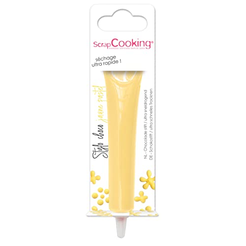 ScrapCooking - Stylo Choco Jaune Pastel - Crayon Alimentaire Pâtisserie 25 g - Stylo Décoratif Comestible - Écrire & Dessiner sur Desserts, Gâteaux &...