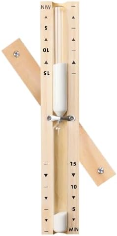 15 Minute Sauna Sand Timer, 15m Rotating Wooden Sauna Hourglass with White Sand, Reloj De Arena, Heat Resistant Sand Clock Hour Glass Timer for Sauna SPA Room