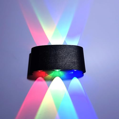 Image of blissbells Multi-Color LED Wall Light, 8 Beam Rainbow Effect, Modern Indoor Sconce, Black Pack of 1 (8 ray Multicolor)