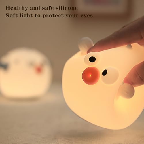 Image of Cute Anemonefish Night Light, LED Squishy Night Lamp, Dimmable Timer Nursery Nightlight for Kids, Rechargeable Touch Lamp, Dorm Decor, Kids Funny Gifts (White Fish)