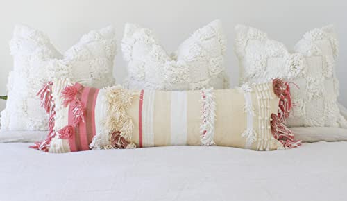 Casa Boho Lumbar Pillow Cover Pink Decor Boho Throw Pillows For Bed Decorative Pillows For Couch Boho Long Pillow For Bed Pink Pillows Decorative Throw Pillows Boho Throw Pillow Covers Pink 12X34 #TOP10