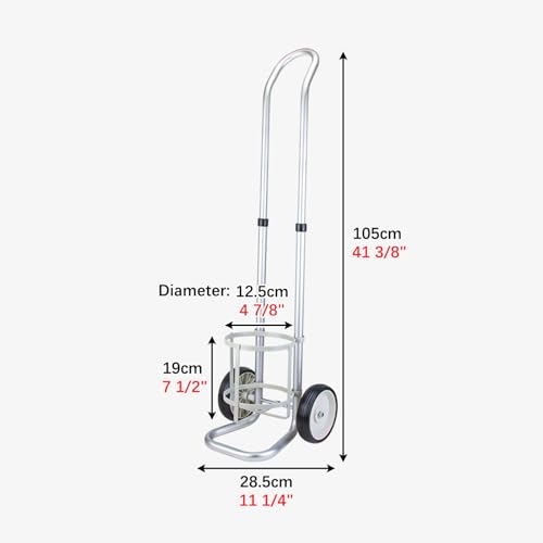 Sauerstoffflaschenwagen, Aluminiumlegierungswagen für eine einzelne Flasche, 4-Fach höhenverstellbar, passend für Standard-Sauerstoffflaschen, kompakt und robust, Durchme,Diameter 12.5cm(4 7/8