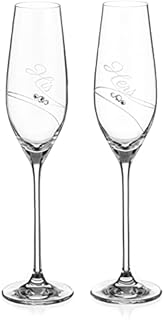 DIAMANTE Swarovski Crystal Champagne Flutes Prosecco Glasses - His & Hers - Set of 2 (Champagne Flutes 210ml)