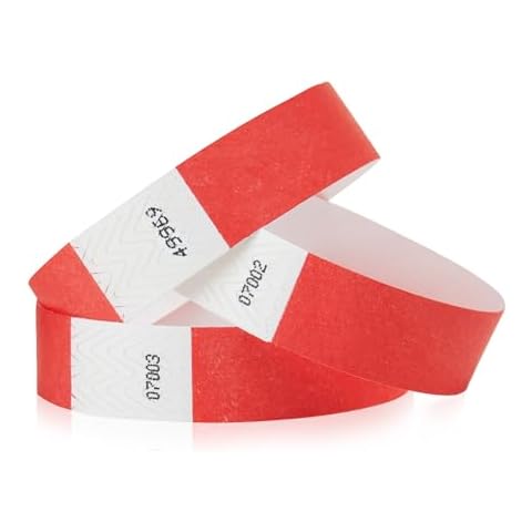 2,000 WristCo Neon Red Tyvek Wristbands for Events - Tamper-Proof Design & Fluorescent Color Prevent Reuse Premium-Grade Bracelets for Hospital & Medical ID, Party & VIP Identification Cover