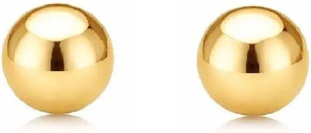 18K Solid Yellow Gold 7mm polished Ball covered screwback earrings