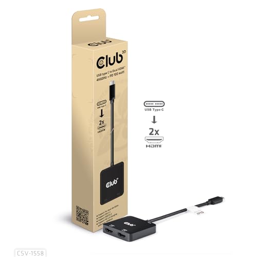 Duplicar pantalla con USB-C a Dual HDMI Club3D CSV-1558 y teletrabajar con dos monitores 5