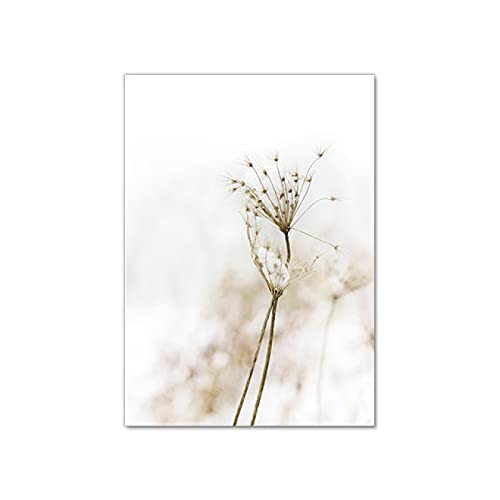 Fleurs et plantes nordiques peinture sur toile 40x60, art mural minimaliste pour salon