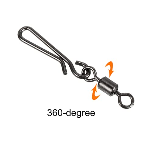PATIKIL Fishing Rolling Swivel with Hanging Snap, 60 Pack 24lb Stainless Steel Fishing Terminal Tackle, Black - Image 4