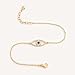 MEVECCO Bracelet for Women Gold Evil Eye Round Zirconia Pave 14K Gold Plated Dainty Chain Simple Protection Jewelry