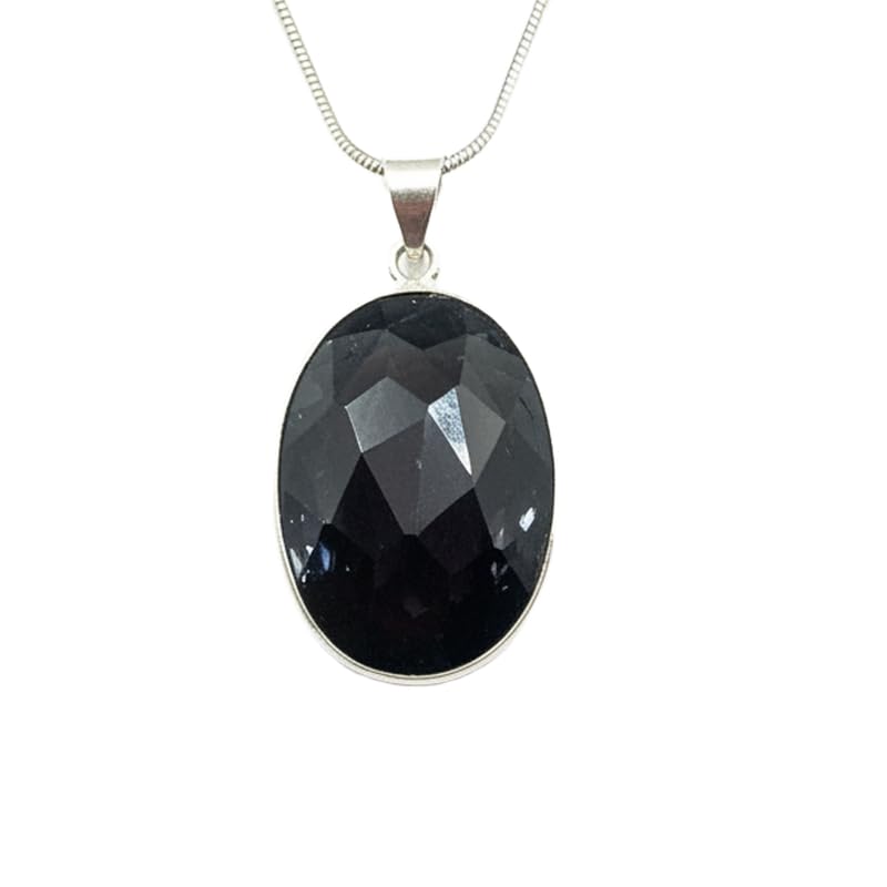 Pendentif quartz rouge naturel collier chaîne câble 45.7 cm ovale