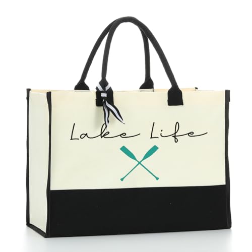 Lake Life Canvas Tote Bag Gifts for Women Friends Her