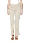 Koroshi Pantalón Vaquero Flare Mujer Beige Bordado Floral Elástico, Color Beige, Talla 44