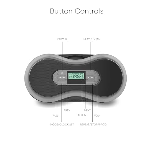 image for Core Innovations Portable Bluetooth CD Boombox with Digital FM Radio, 