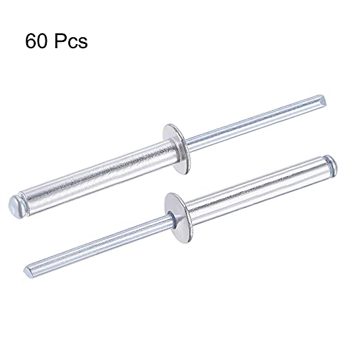 Uxcell Blind Rivets, Aluminum Pull Rivets Core Decoration Rivets 5Mm Diameter 35Mm Grip Length Silver Tone, 60Pcs #TOP3