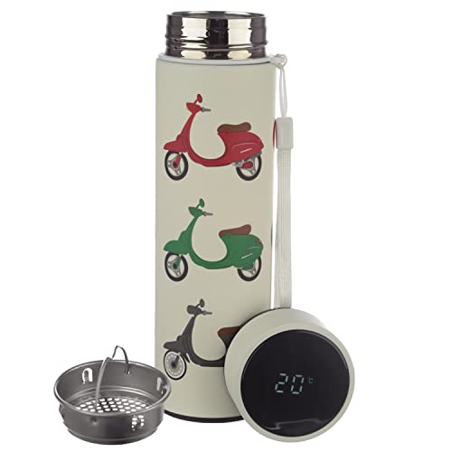 Puckator Scooter Stainless Steel Insulated Bottle with Digital Thermometer, Blue, 500 ml