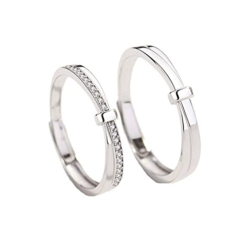 Bague ouverte en métal sterling S925 anneau d'amoureux réglable moderne
