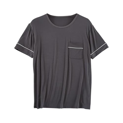 Mens Modal Cotton Lounge T-Shirt Short Sleeve Soft Lightweight Pajama Tops Round Neck Tee Top Loungewear