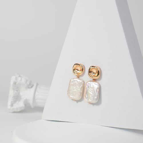 Baroque Pearl Earrings 18K Gold Plated Drop Dangle Earrings for Women Freshwater Pearl Earrings Daily Jewelly for Women - Image 6