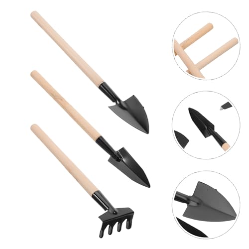 SUPVOX Juego de Herramientas de Jardinería Portátil Mini 3 Piezas para Plantar Mango de Madera Rastrillo Pequeño y Pala Metálica para Bonsáis y Cuidado Interior Kit Manual Práctico - imagen 8