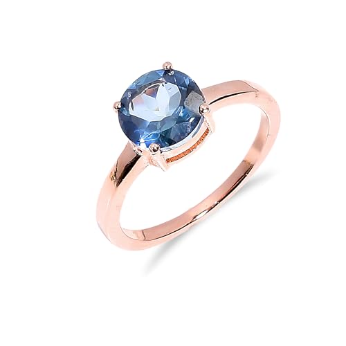 Bague de fiançailles argent topaze bleue de Londres homme bague pierre naturelle