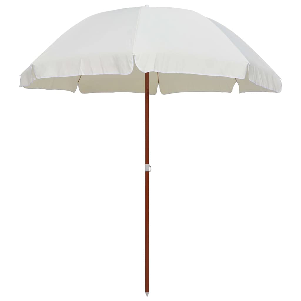 Parasol przeciwsłoneczny ze stalowym masztem w kolorze piaskowobiałym, odporny na promieniowanie UV, wodoszczelny, pochylony, zginany, z korbą, odporny na wiatr, do ogrodu, na balkon