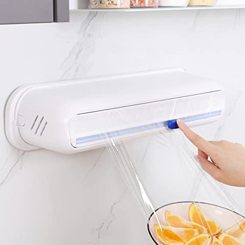 Levvohd Wall Mount Plastic Wrap Dispenser with Cutter, Large Compatible 12 X 750 Ft Cling Film Saran Food Aluminum Foil Holder, Slide Chic Parchment Paper Dispenser (Single Suit) Levvohd Wall Mount Plastic Wrap Dispenser with Cutter, Large Compatible 12 X 750 Ft Cling Film Saran Food Aluminum Foil Holder, Slide Chic Parchment Paper Dispenser (Single Suit)