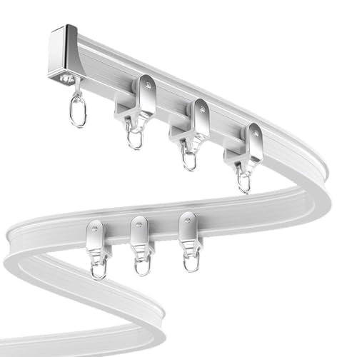 Riel de cortina divisora flexible curvada con accesorios de pared de 91 cm 2