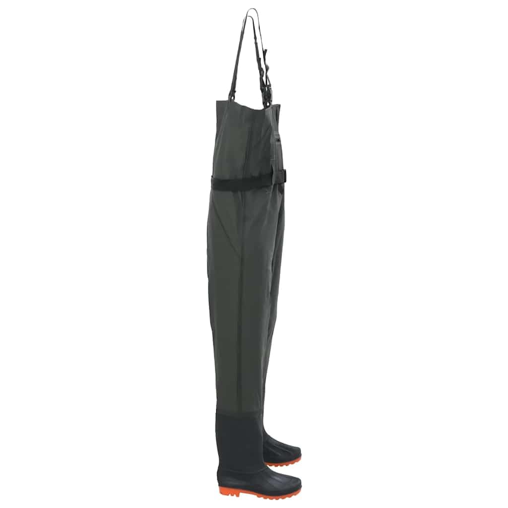 vidaXL Wathose mit Stiefeln Gürtel, Anglerhose Wasserfest Verstellbar, Teichhose für Angler Jäger Landwirte, Angelhose, Dunkelgrün Größe 40