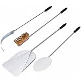 GIEMME Kit 4 pièces four à pizza : pelle, pelle ronde, brosse, tisonnier...