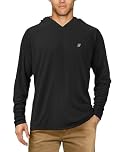 Roadbox Men's Sun Protection Swim Hoodie Long Sleeve, Quick Dry Fishing Shirts Lightweight, UV Breathable Running Tops Black