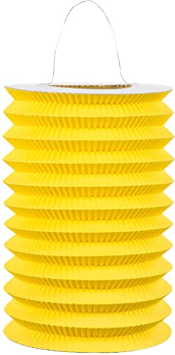 Carpeta Zuglaternen aus Papier als Deko für Geburtstag, Party und Gartenparty | Ø16cm, Höhe 20cm, mit Metallbügel | Papierlaterne Laterne Lampion Partydeko, Farbe: Gelb