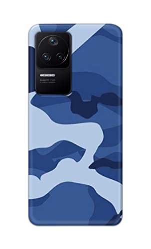 Image of Printed Hard Back Cover Case for Mi Poco F4 5G Back Cover (Army Blue Pattern) -702