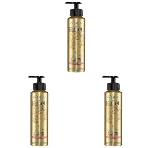 L'Oréal Paris Elnett Schaumfestiger für Volumen und extra starken Halt, Hitzeschutz & Styling, Crème de Mousse, 1 x 200 ml (Packung mit 3)