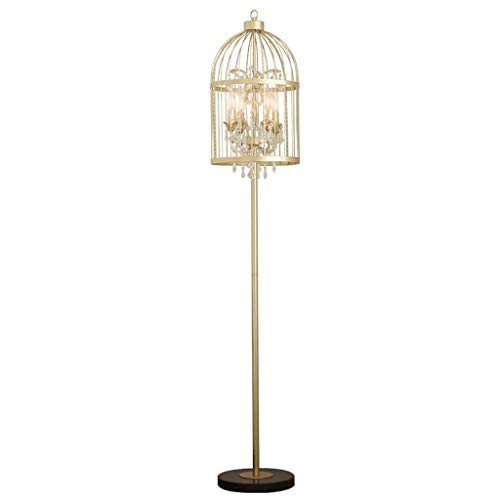Staande lamp standaard lamp moderne eenvoud vloerlamp woonkamer vogelkooi decoratie slaapkamer staande lamp goud kristal staande lamp geschenk lezen staande lamp (kleur: goud)