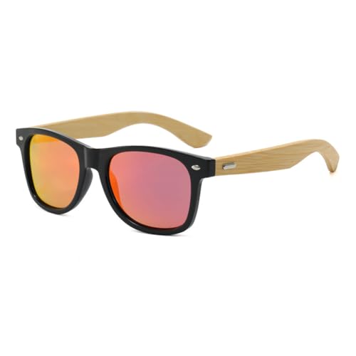 frissin Gafas de sol polarizadas cuadradas para hombre y mujer, protección UV400, patillas de madera de bambú, remache decorado, marco negro, lentes TAC, lentes Sunnies, conducción, pesca, ciclismo