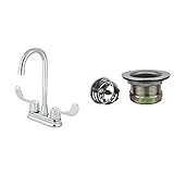 Kingston Brass KB491ADA Vista Bar Faucet, 4-3/4', Polished Chrome & Keeney 878PC Stainless Steel Junior Duo Bar Sink Strainer with Basket, Fits 2-Inch or 2-1/2-Inch Openings, Polished Chrome