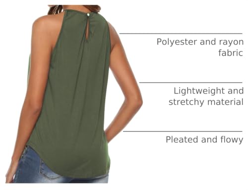 Summer Tank Tops for Women Casual Loose Fit Sleeveless Tunic Shirts Blouse Olive L by Bluetime - Used condition - US$17.66