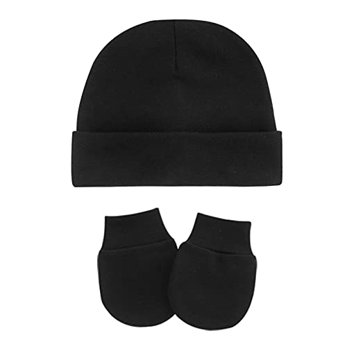 Durio Baby Hats Mittens Newborn Beanies For Boys Skin-Friendly Neutral Preemie Hats Mittens For Newborn Baby Boy Girls J2 Black&White&Grey(Hats&Mittens) 0-6 Months #TOP3