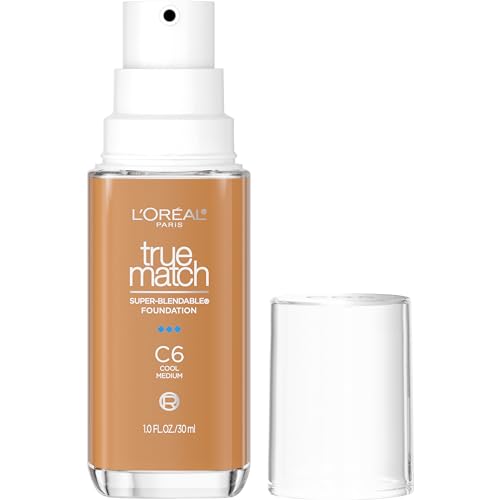 L'Oreal Paris True Match Super-Blendable Foundation, Medium Coverage Liquid Foundation Makeup, C6, Medium, 1 Fl Oz - image 1