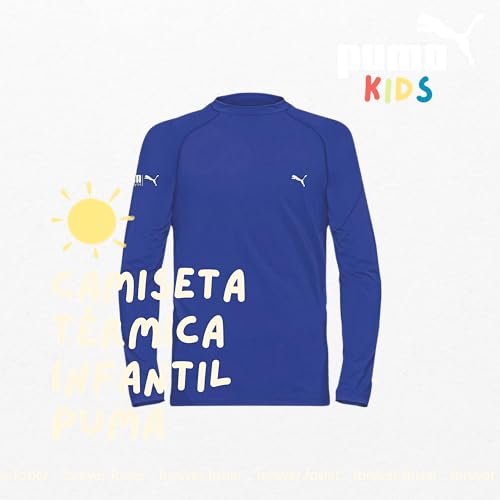 PUMA Camiseta Infantil Puma Proteção UV 50+ Manga Longa Conforto Térmico Secagem Rápida Unissex, 1 -