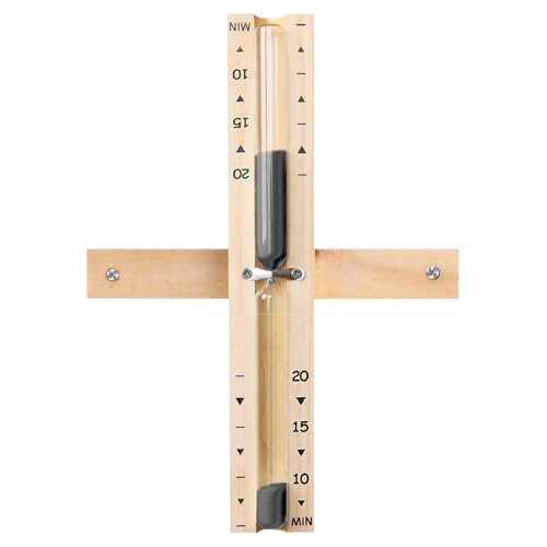 20 Minute Sauna Sand Timer, Rotating Wooden Sauna Hourglass with Black Sand, 20 Min Reloj De Arena, Heat Resistant Sand Clock Hour Glass Timer for SPA Room (Black)