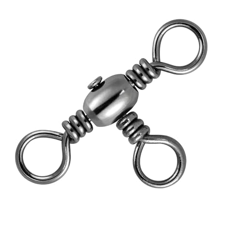 50pcs Fishing 3 Way Swivels T-Turn Barrel Swivel Crossline Swivels High Strength 16kg-60kg Catfish Rig Surf Fishing Rig Tackle