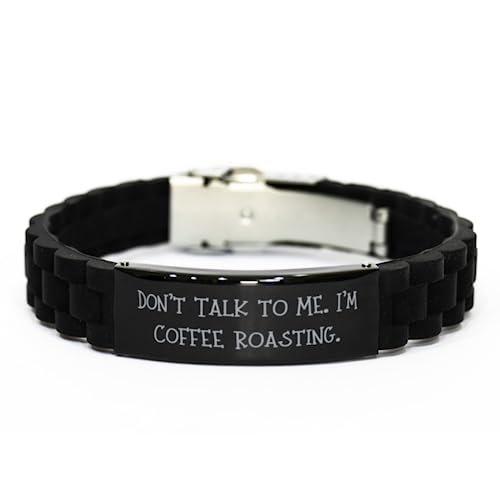 Don't Talk to Me. I. Black Glidelock Clasp Bracelet, Coffee Roasting Present from Friends, Funny Engraved Bracelet for Men Women, Gift Ideas, Coffee Gifts, Unique Gifts