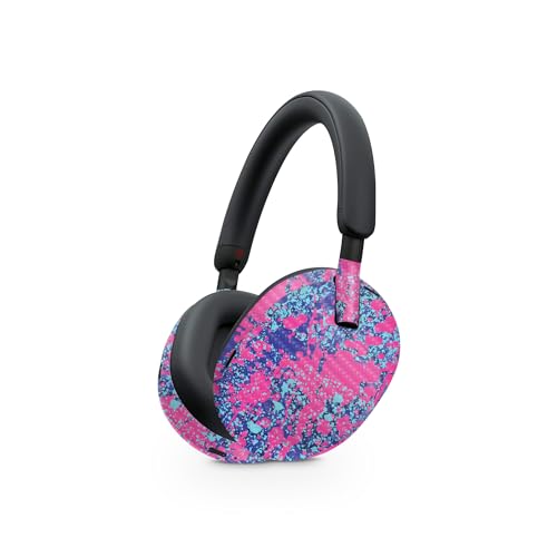 Image of MightySkins Carbon Fiber Skin Compatible with Sony WH-1000XM5 Headphones - Vibrant Splatter | Protective, Durable Textured Carbon Fiber Finish | Easy to Apply