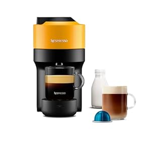 Nespresso Vertuo ENV90.Y Pop Automatic Pod coffee machine for Americano, Decaf, Espresso by Magimix in Mango Yellow